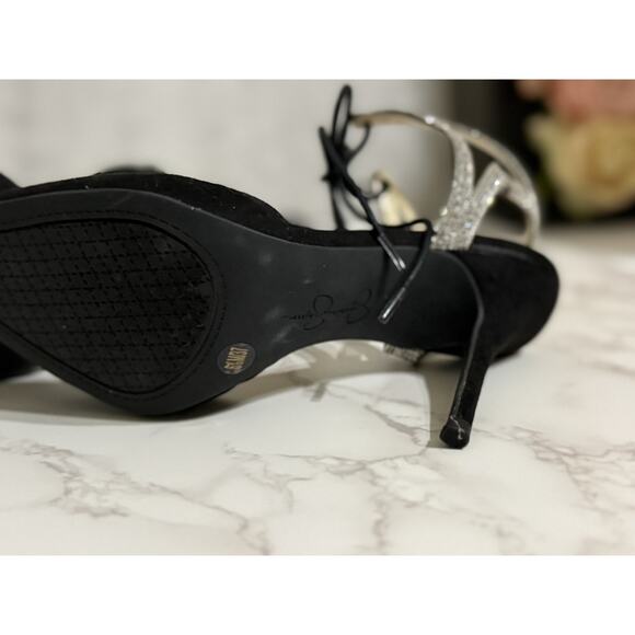 Jessica Simpson Wesira Black Heels With Rhinestones And Ankle Wrap Size 6.5M - Picture 5 of 7